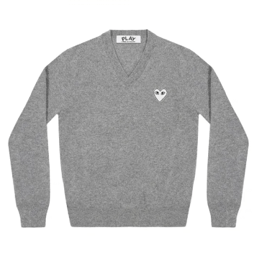 CDG-Play-V-neck-Pullover-White-Heart-Grey.png