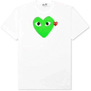 Comme Des Garçons Play Red Emblem And Green Heart T-Shirt